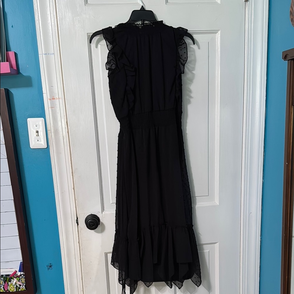 Black Mock Neck Sleeveless Midi Dress
